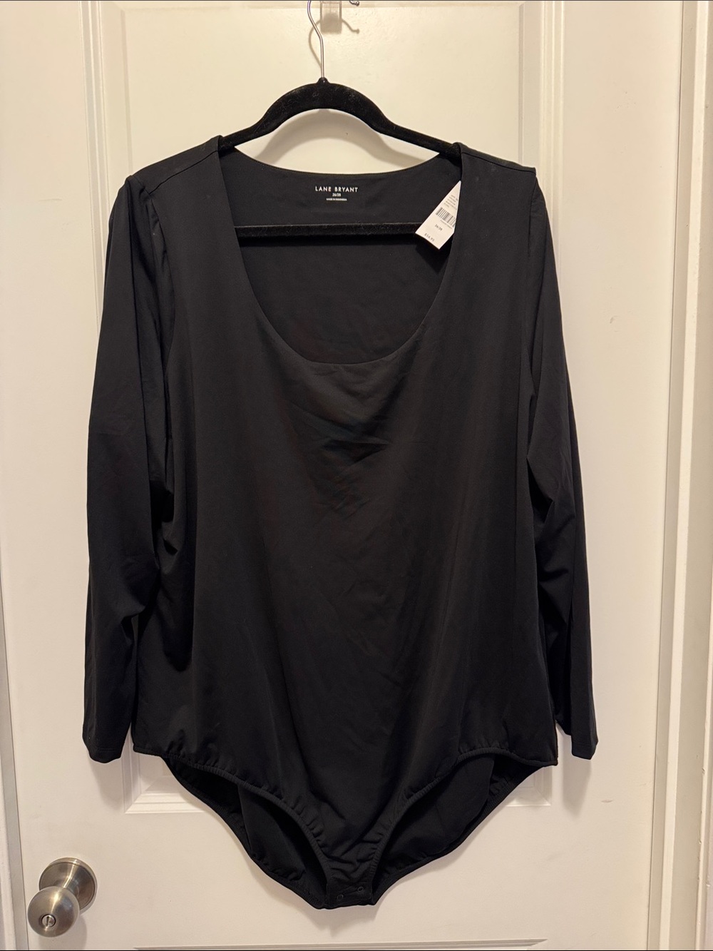 NWT Lane Bryant Black Scoop Neck Long Sleeve Bodysuit 26/28